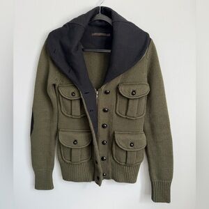 Nicholas K Size S • Green Black Wool Sweater Zip Jacket.